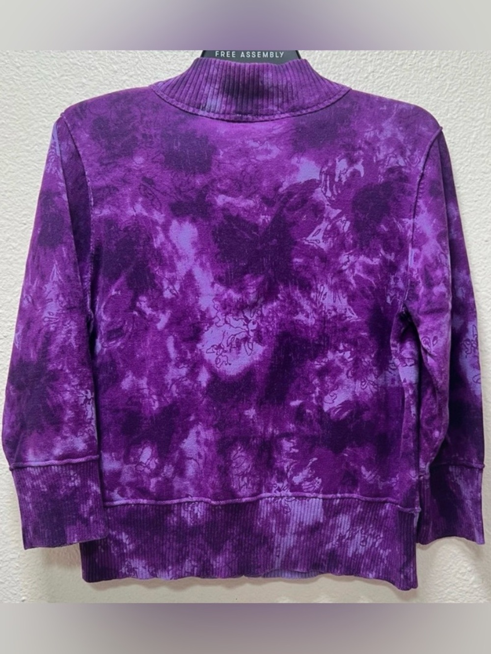Relativity 3/4 Sleeve Purple Tie-Dye Zip Front Jacket L - Picture 3 of 4